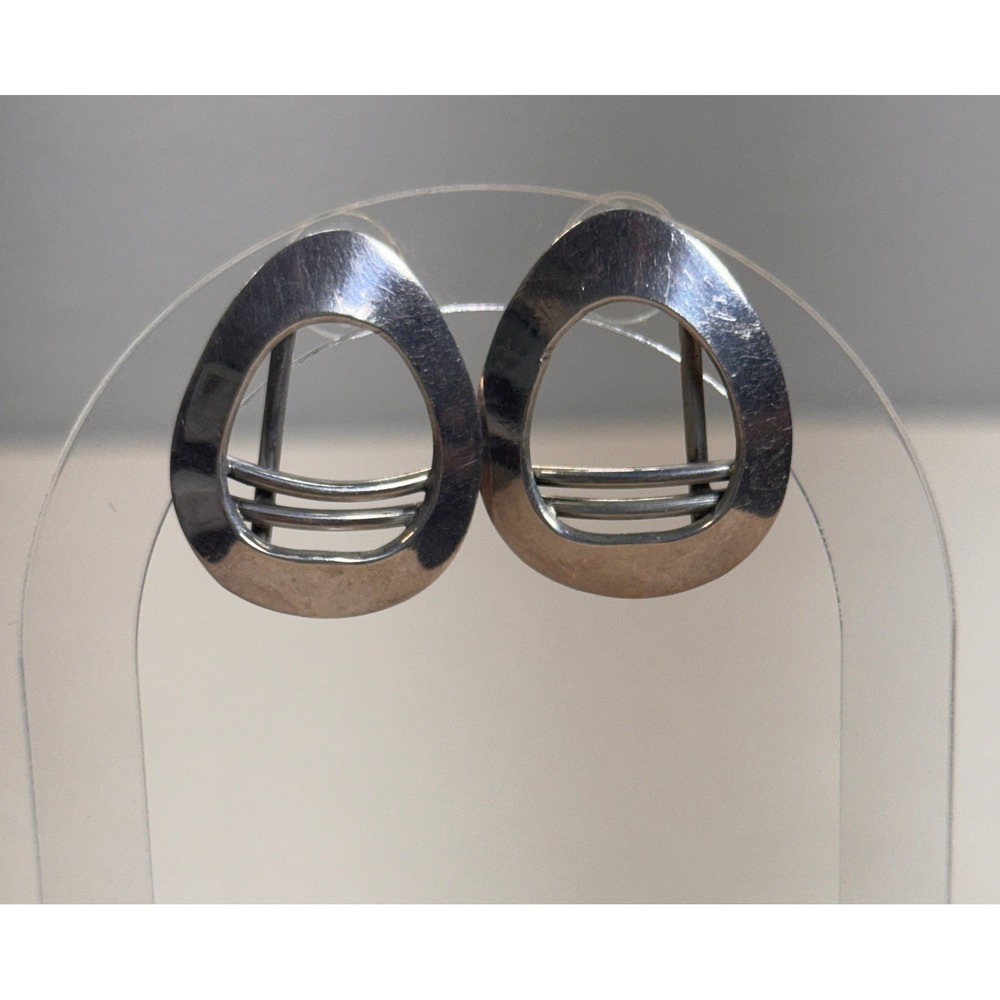 Vintage Taxco Mexico 925 Sterling Silver Modernist Teardrop Post Earrings TG-287